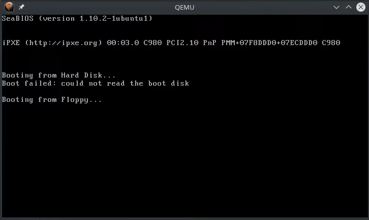 First boot screenshot